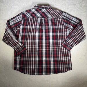 Rocawear Mens Plaid Long Sleeve Button‎ Up Shirt Red Black 2XL Fresh to Death